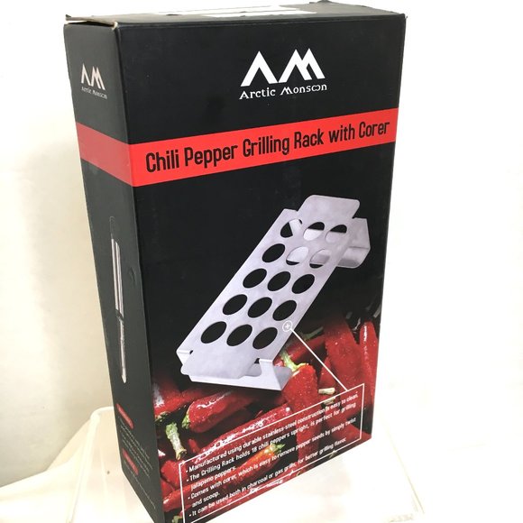 BBQ Chili Pepper Rack Grill Roasting  Arctic Monsoon  with corer NWT - Picture 7 of 10